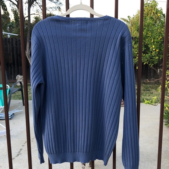 ALFANI MEN’S VINTAGE V - NECK LONG SLEEVE SWEATER - Large BLUE - GUC 🥳HP🥳 - Picture 8 of 14